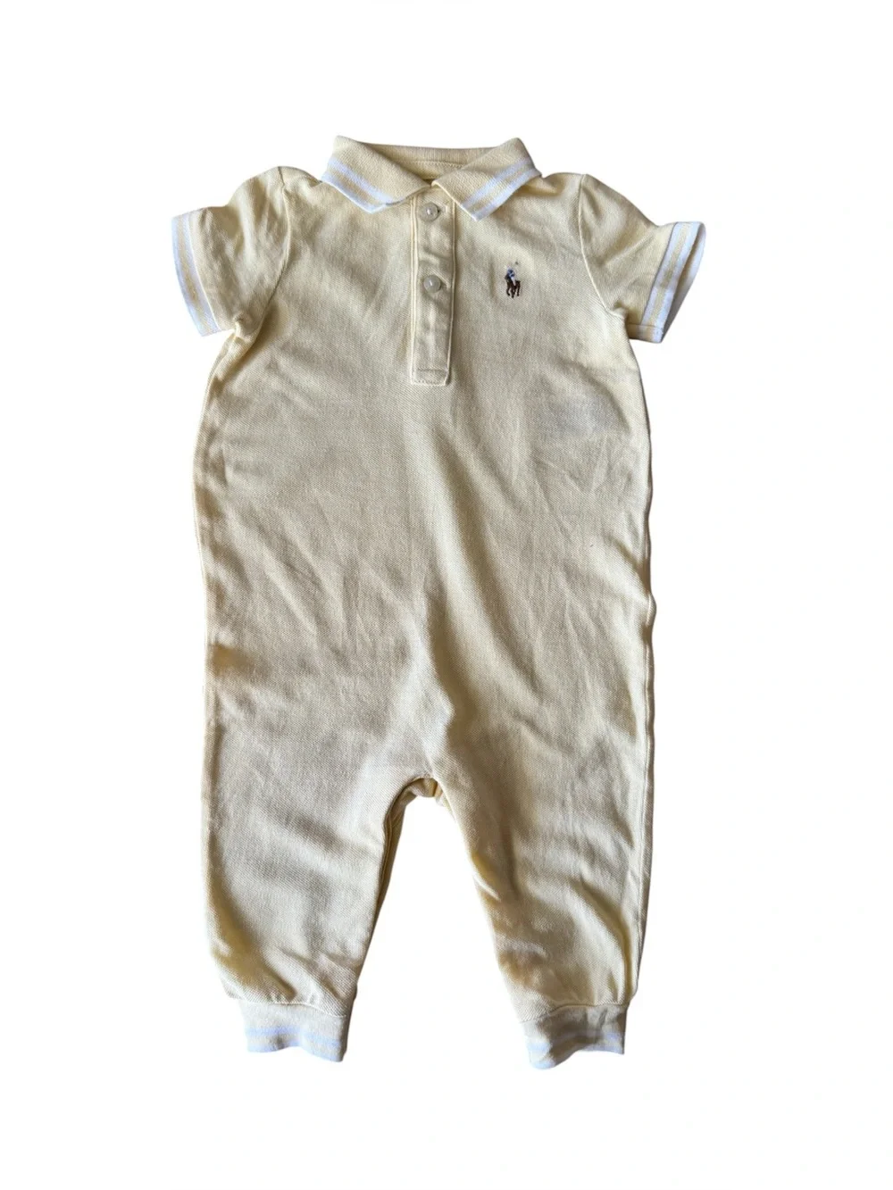 Ralph Lauren Baby 6 Months Yellow Onesie Collared Short Sleeve Preppy Polo